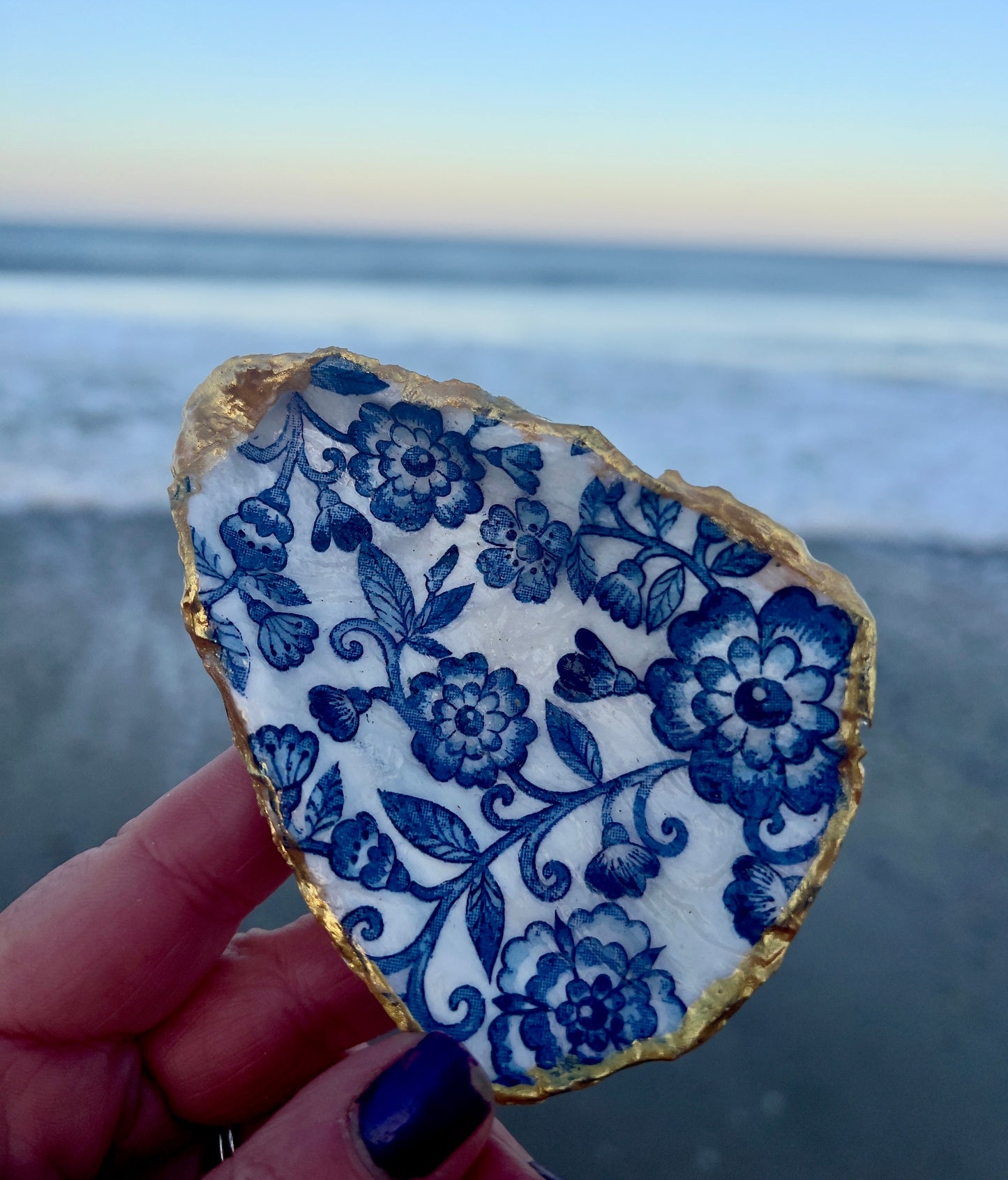 Oyster shell trinket dish